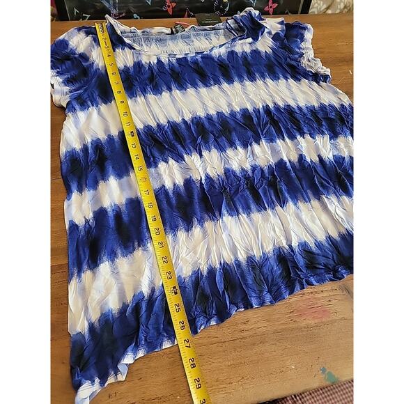 Cynthia Rowley Women's Top Blouse Short Sleeve Sz 3X Tie Dye Blue - Picture 7 of 9
